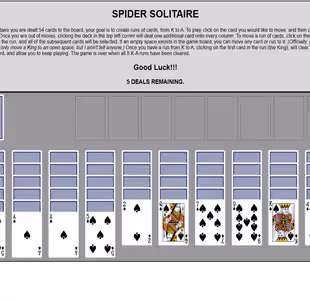Online Spider Solitaire by Aidan Bell Gameplay Images 2