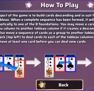 Spider Solitaire 1 suit Gameplay Images 2
