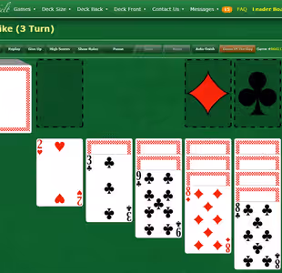 KLONDIKE SOLITAIRE THREE TURN BY GREEN FELT Gameplay Images 1