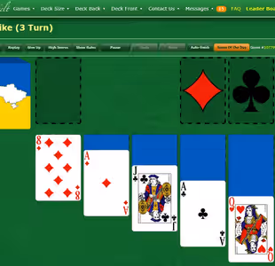 KLONDIKE SOLITAIRE THREE TURN BY GREEN FELT Gameplay Images 3
